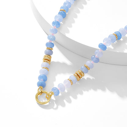 KissYan Beaded Boho Choker Natural Stone Gold Clasp Beach Gift