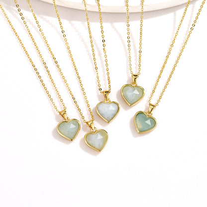 Natural Stone Heart Pendant Necklace