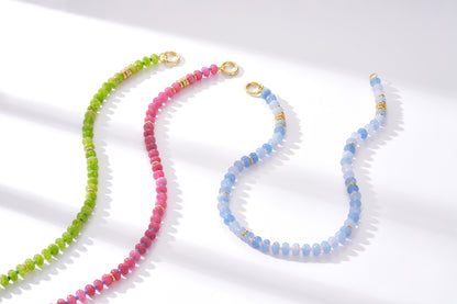 KissYan Beaded Boho Choker Natural Stone Gold Clasp Beach Gift