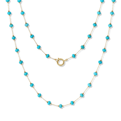 KissYan 14K Gold Plated Turquoise Beaded Boho Layered Choker