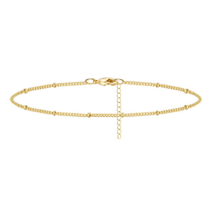 Dainty 14k Gold Satellite Chain Adjustable Ankle Bracelet