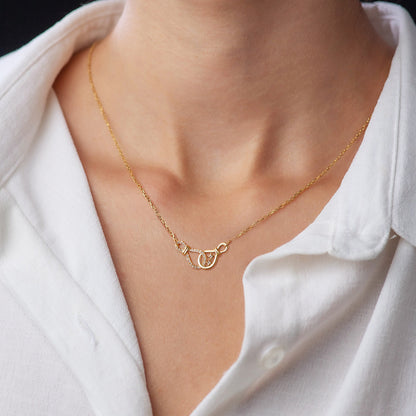 Fashion Chain Double Knot Necklace with Diamonds