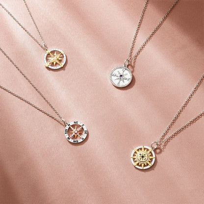 Graduation Season Silver Compass Necklace