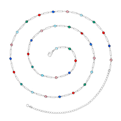 Fun and Trendy 14K Gold Adjustable Waist Body Chains with Colorful Bones